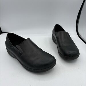 Spring Step Clog Shoes Womens Size 7.5 W Wide Slip Resistant Work‎ Black Leather